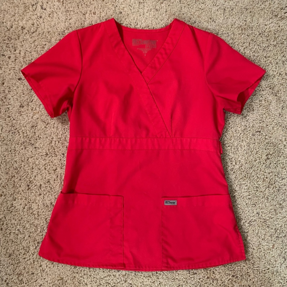 3 Pocket Mock Wrap Scrub Top